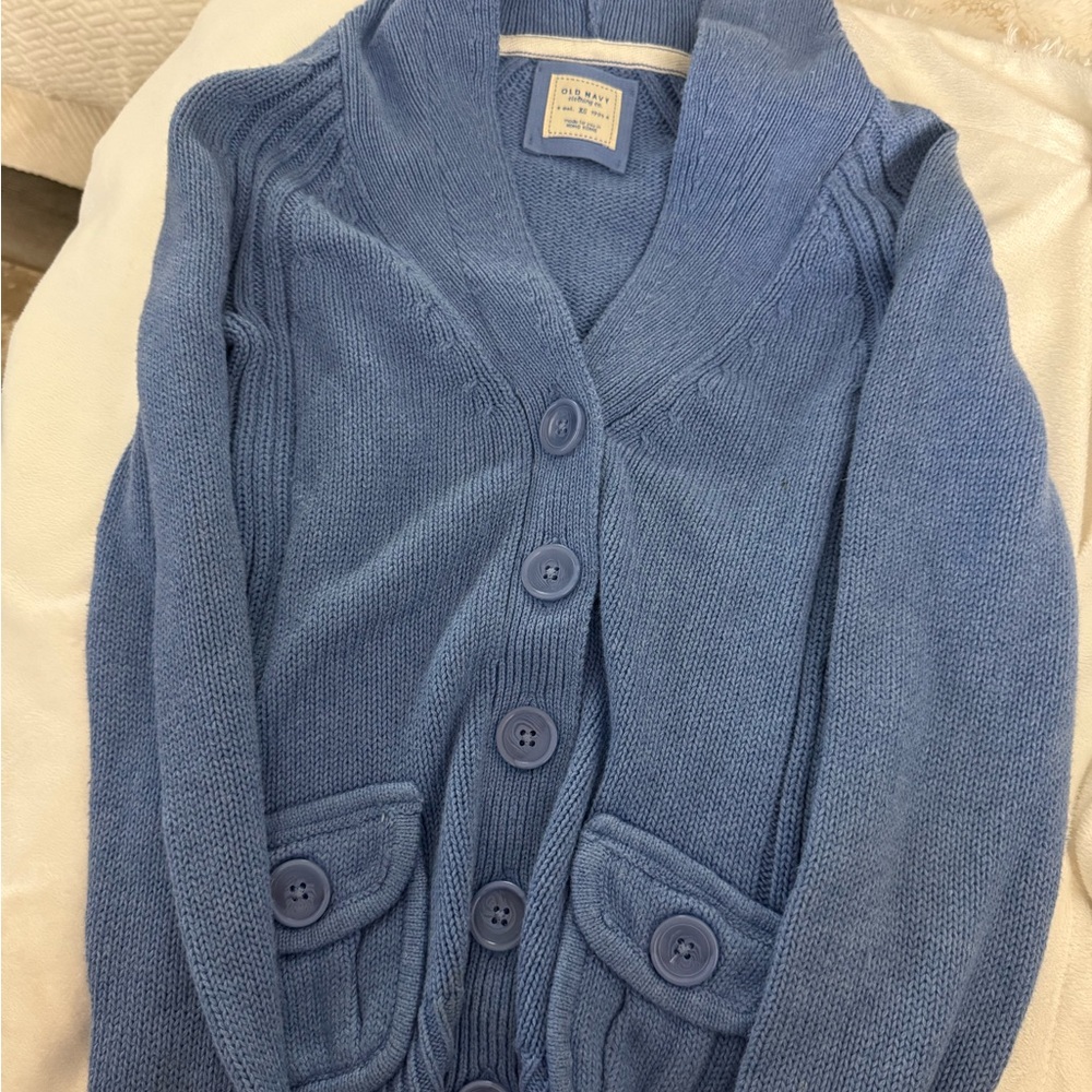 Old Navy Blue Cardigan Sweater V-Neck Soft Knit